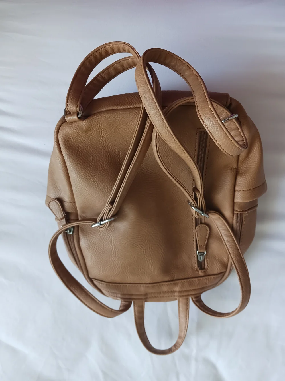 Multisac Brown Vegan  Leather Backpack Purse